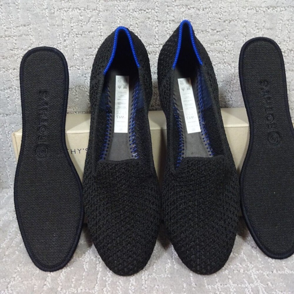 ROTHYS The Flat Black Honeycomb Round Toe Slip on Shoes Women's Size 7, 7.5, 9 - Picture 7 of 8